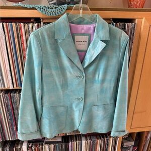 PRICE DROP: ANDREW MARC NY VTG NW/OT lined, TURQUOISE POLISHED IQUANA, LEATHER